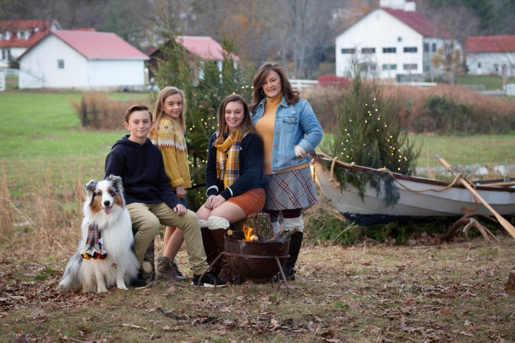 family in all color with bomb fire