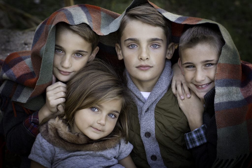 four siblings with beautiful eyes