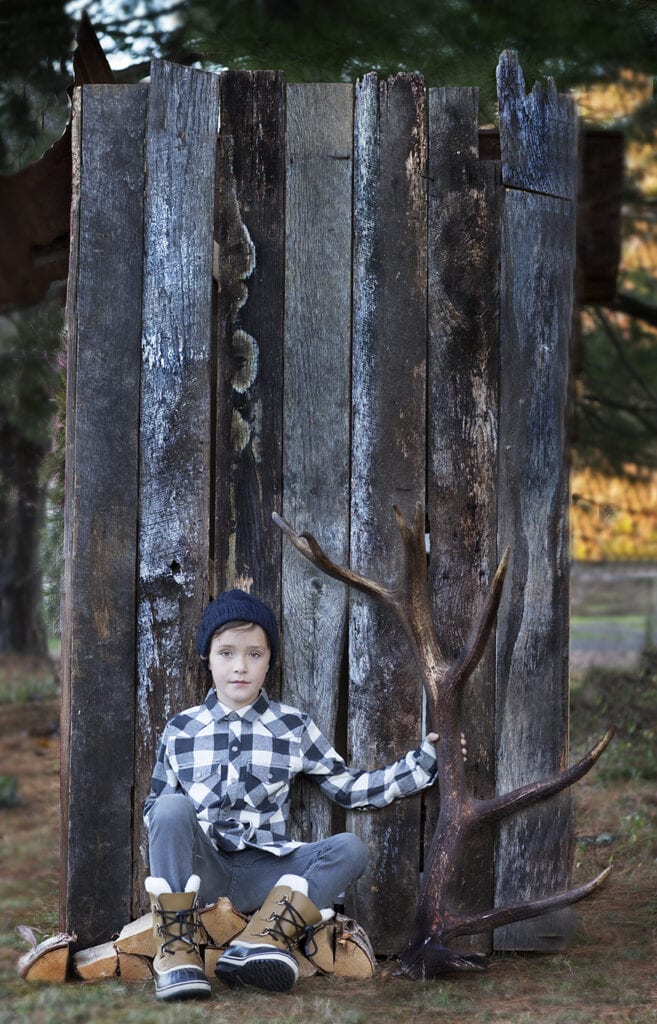 winter's boy with elk antler