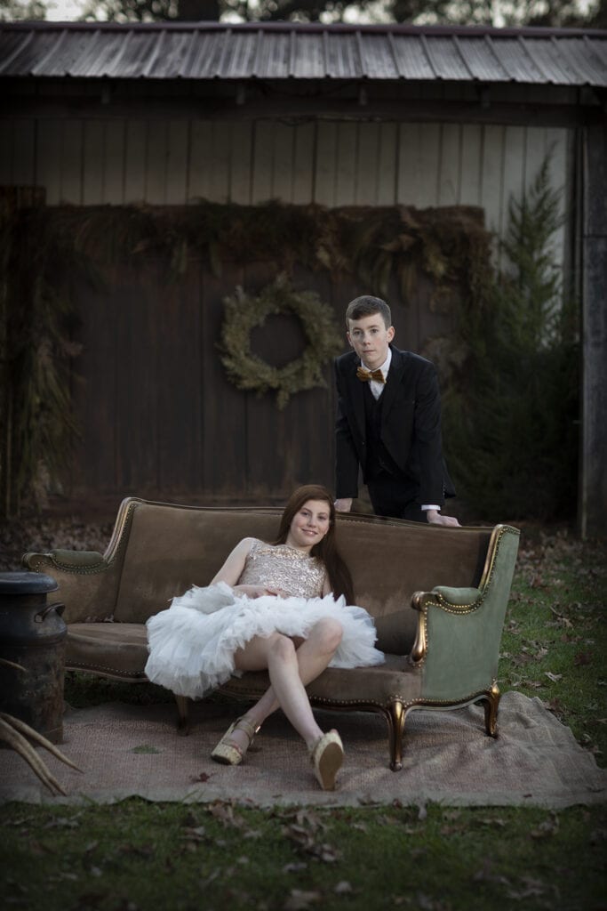 rustic elegance for christmas with black tie clothing, Outside photo session Northern Virginia