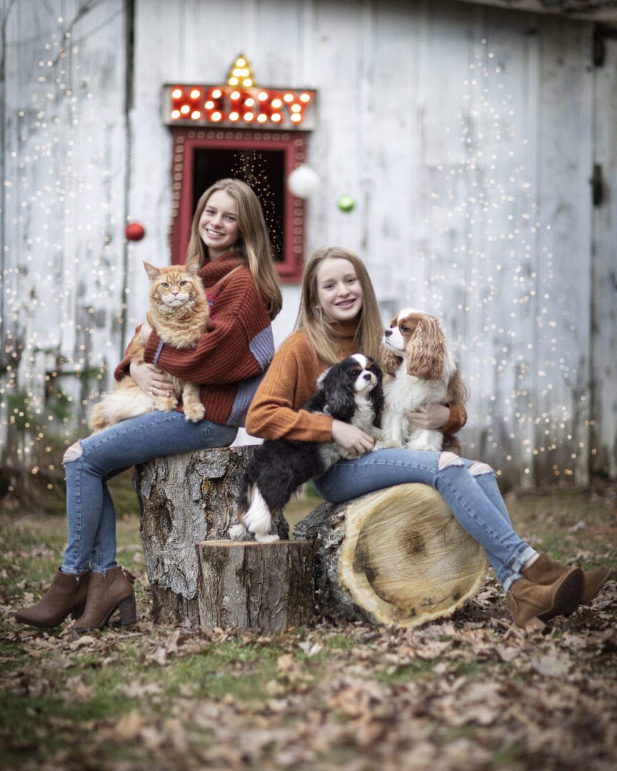 Girls with three pets mini phot session Loudoun County