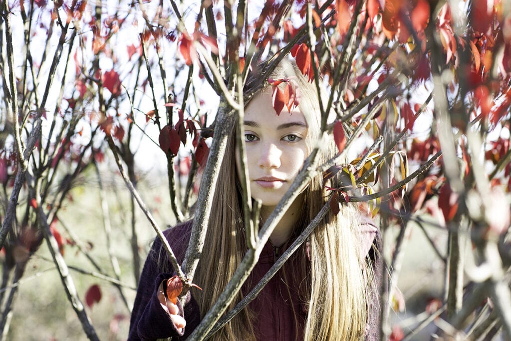 fall photo session with bold colors