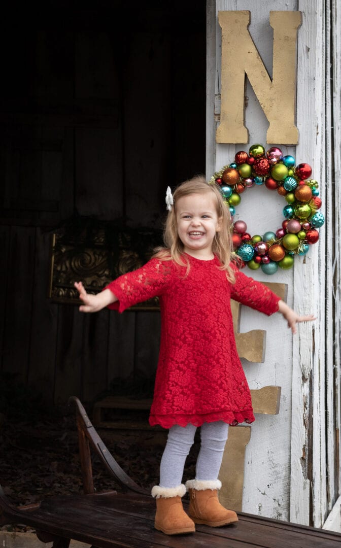 Christmas girl in red dress