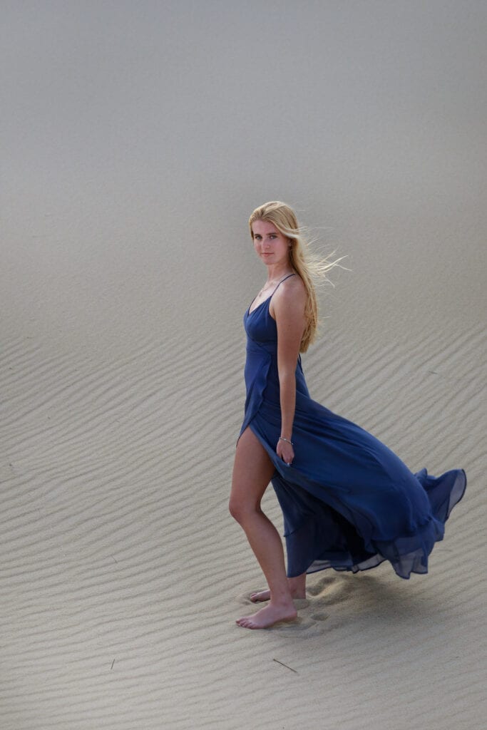 senior picture in dress outer banks nc