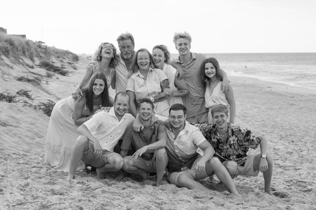 Laughing family on beach