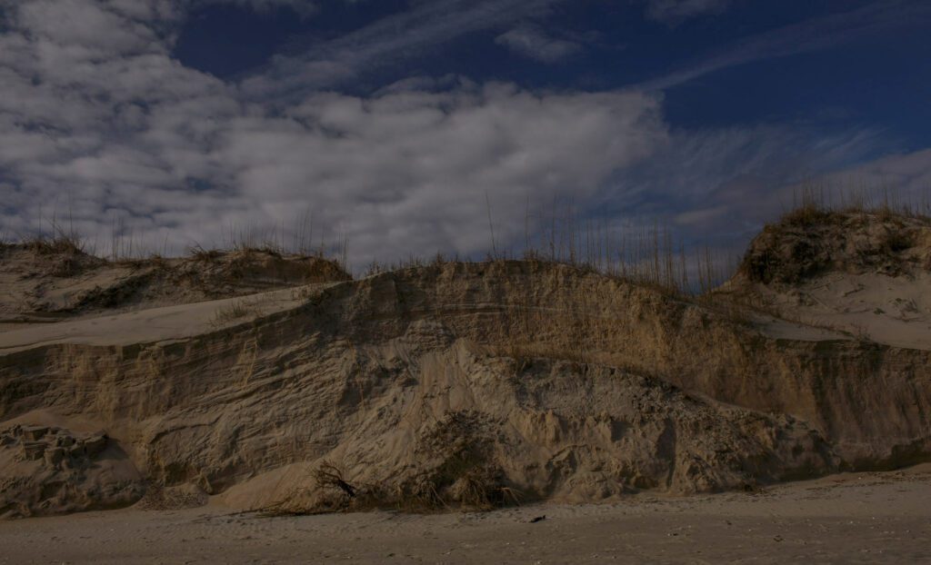 Large Dune in Corolla 4x4 area with beach erosion after a Nor'easter