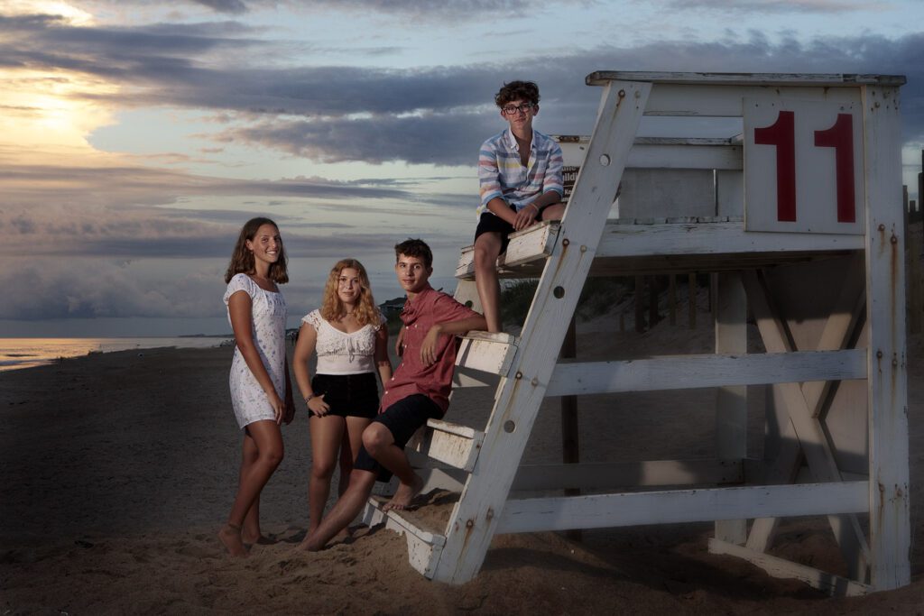 Lifeguard stand at sunset Duck NC