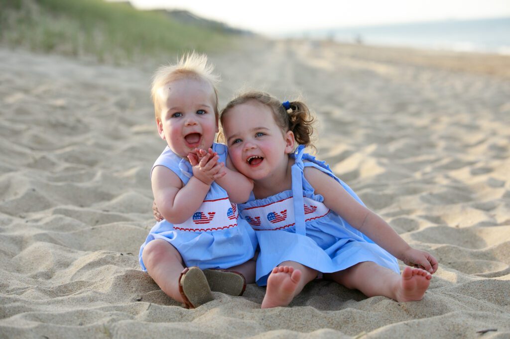 Small children on the beach in the Outer Banks