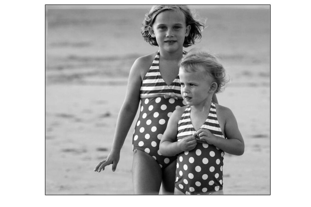 vintage girls on beach in obx