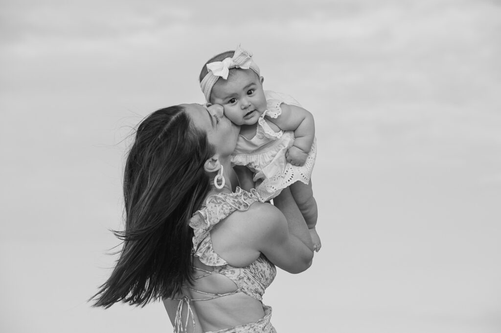 Mom and baby on the beach in Duck NC