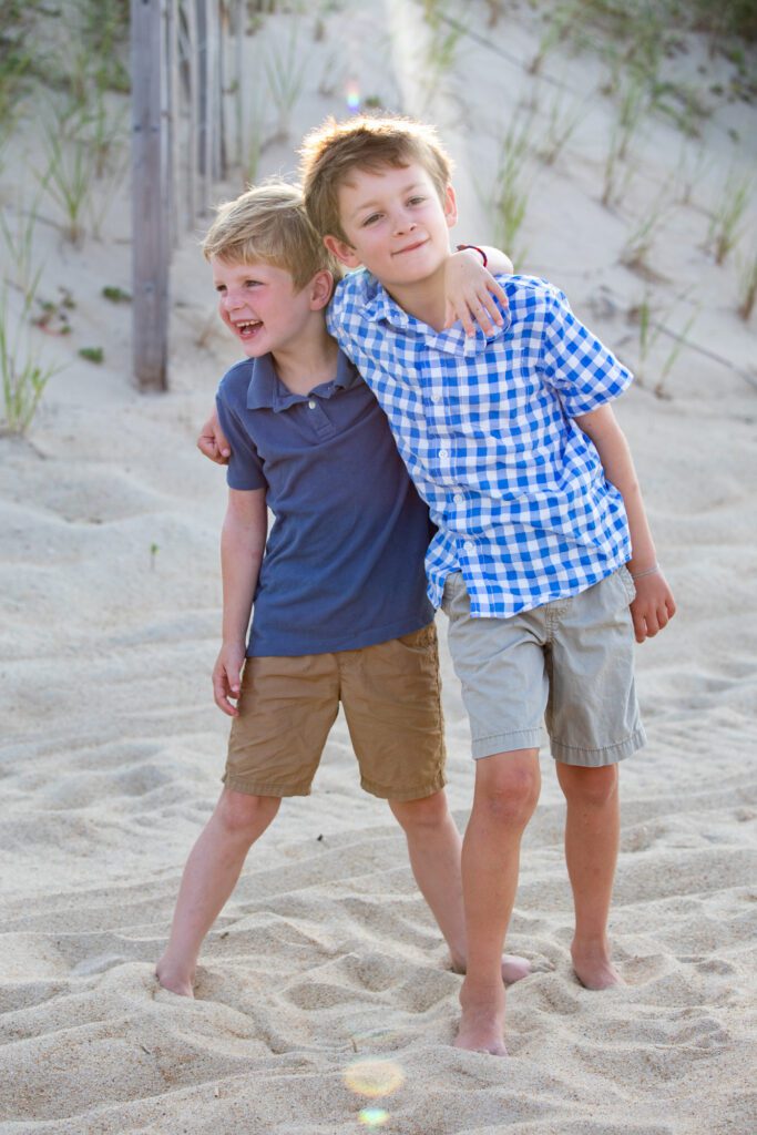 brothers on the beach in the Outer Banks