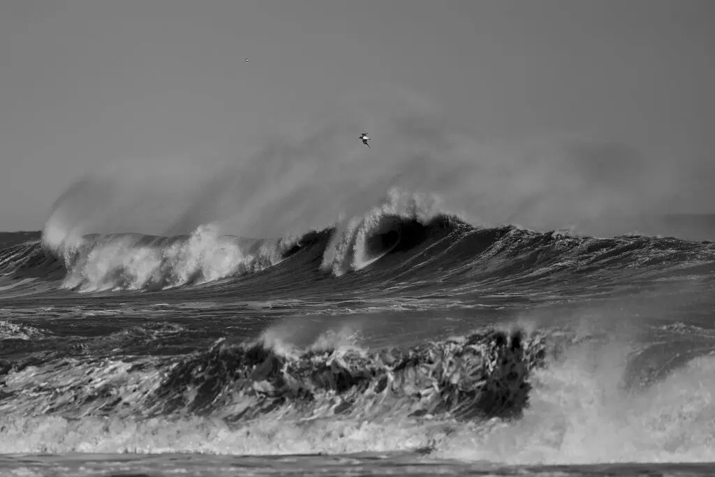 angry ocean in Black and white Duck, NC